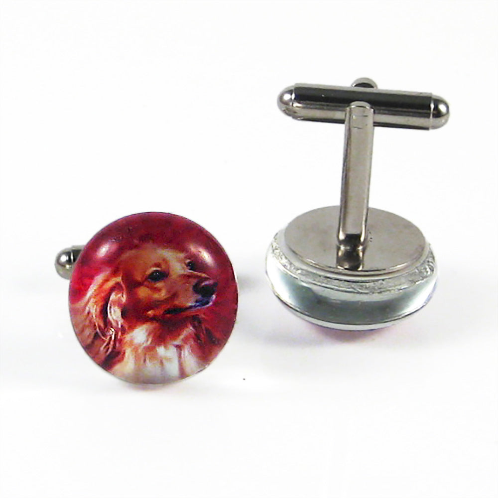 custom cufflinks sample - Charlie dog photo - custom photo cufflinks by BBJ