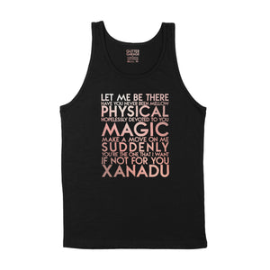 custom sample - songs - rose gold metallic custom text on black tank shirt - Custom YourTen tank by BBJ / Glitter Garage