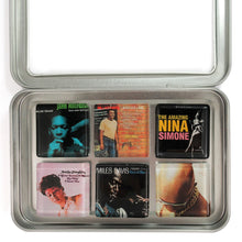 Load image into Gallery viewer, Custom glass album cover magnet of 6 glass magnets in tin set by BBJ
