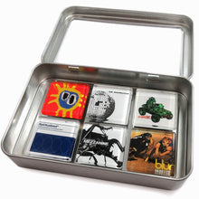 Load image into Gallery viewer, Custom glass album cover magnet of 6 glass magnets in tin set by BBJ

