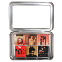 Load image into Gallery viewer, Custom glass album cover magnet of 6 glass magnets in tin set by BBJ
