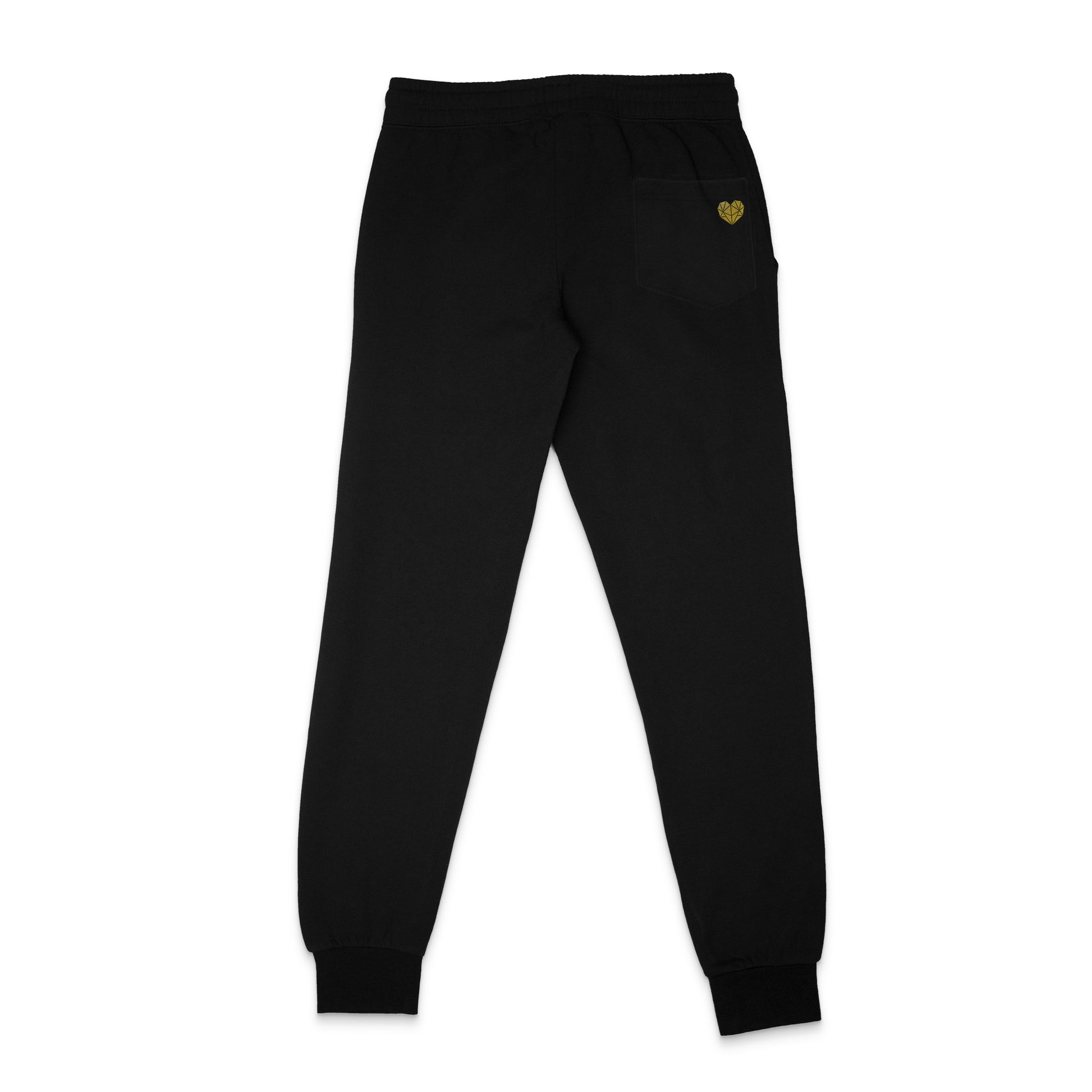 Fancy Pants back - fancy text on leg sides, gold sparkle on black unisex, ethically-made sweatpants by BBJ / Glitter Garage