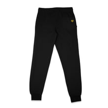 Load image into Gallery viewer, Fancy Pants back - fancy text on leg sides, gold sparkle on black unisex, ethically-made sweatpants by BBJ / Glitter Garage
