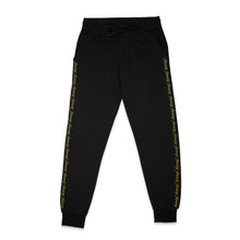 Load image into Gallery viewer, Fancy Pants - fancy text on leg sides, gold sparkle on black unisex, ethically-made sweatpants by BBJ / Glitter Garage
