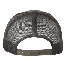 Load image into Gallery viewer, Gray and Gay ball cap - back view - unisex charcoal snapback hat with fluorescent pink and dark grey matte text by BBJ / Glitter Garage

