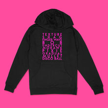 Load image into Gallery viewer, custom sample - Haircuts custom neon pink text on black unisex pullover hoodie - Custom YourTen sweatshirt by BBJ / Glitter Garage
