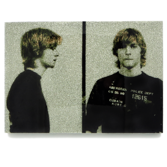 Kurt Cobain mug shot wall art plaque