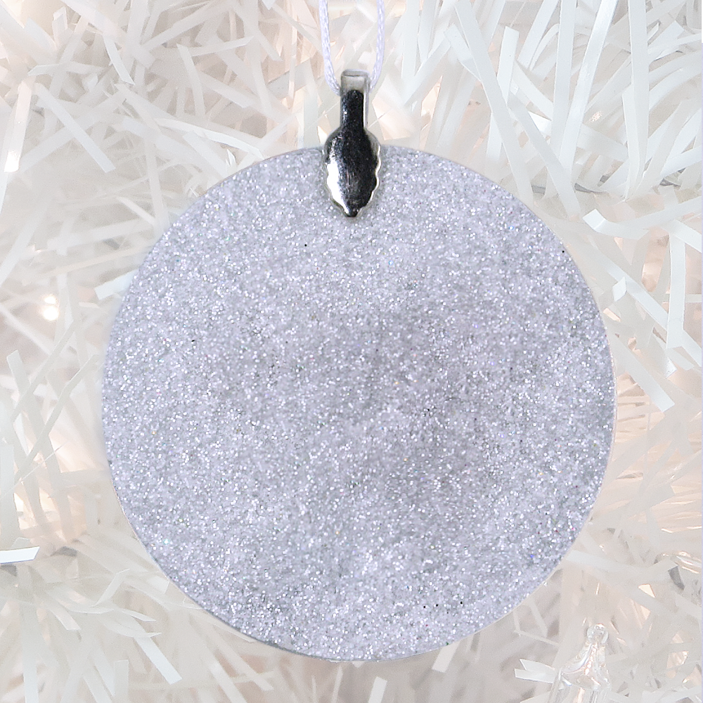 Labyrinth glass and glitter handmade Christmas ornament by BBJ - back