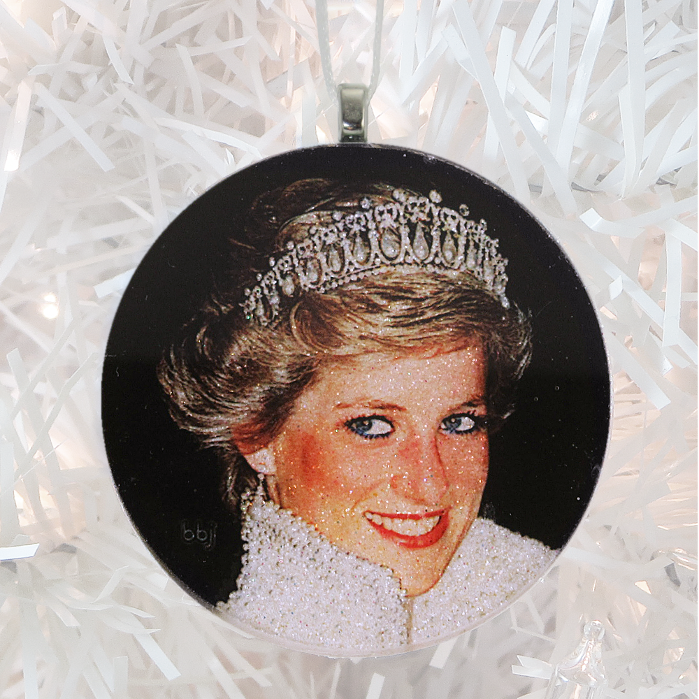 custom sample  - white glitter  - Custom image glass and glitter handmade holiday ornament.