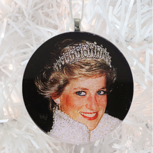 Load image into Gallery viewer, custom sample  - white glitter  - Custom image glass and glitter handmade holiday ornament.
