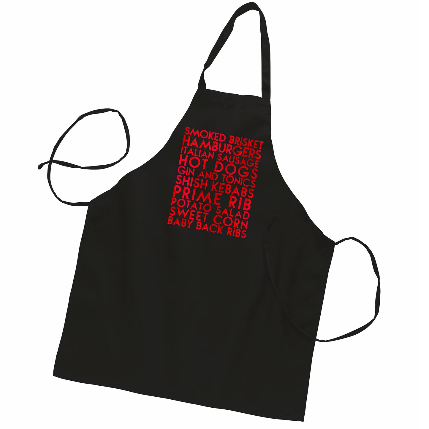 Summer Faves custom red metallic text on black apron - Custom YourTen apron by BBJ / Glitter Garage