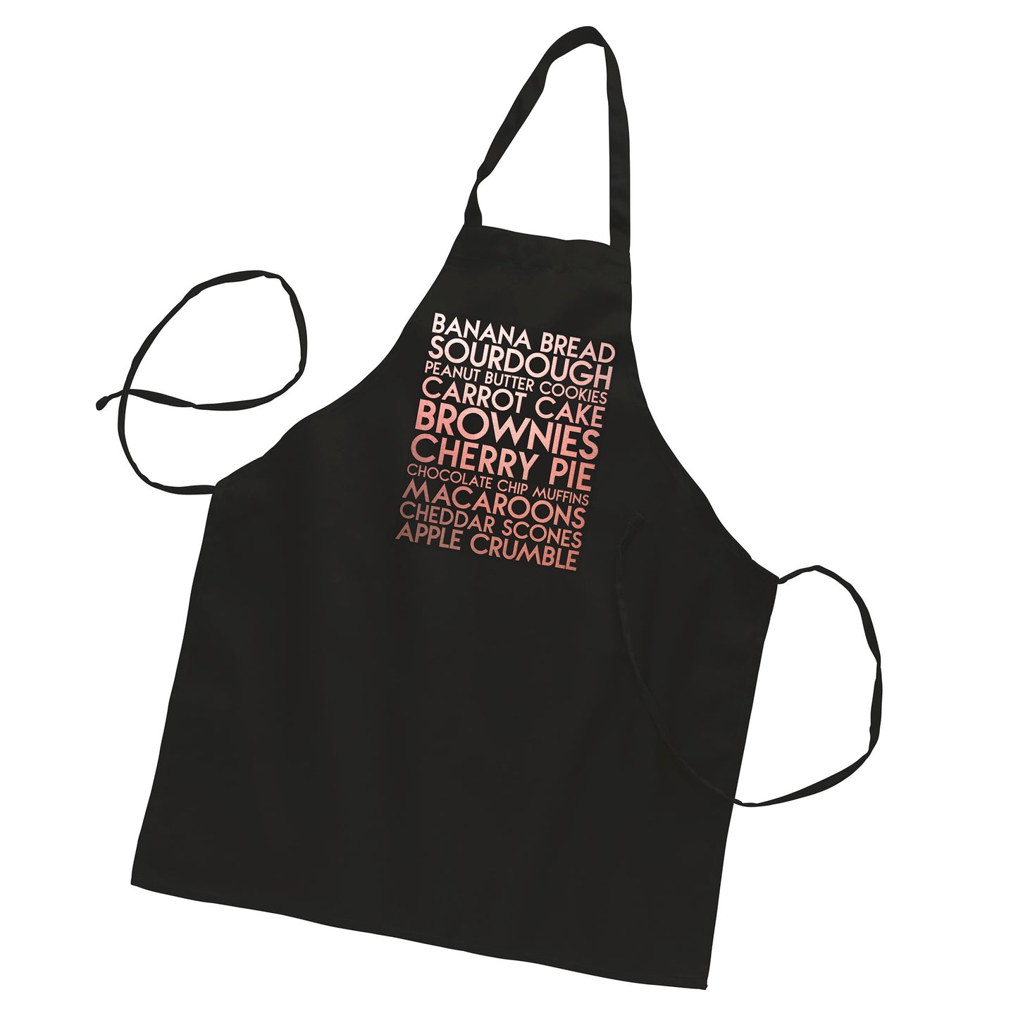 Baking Specialties custom rose gold metallic text on black apron - Custom YourTen apron by BBJ / Glitter Garage