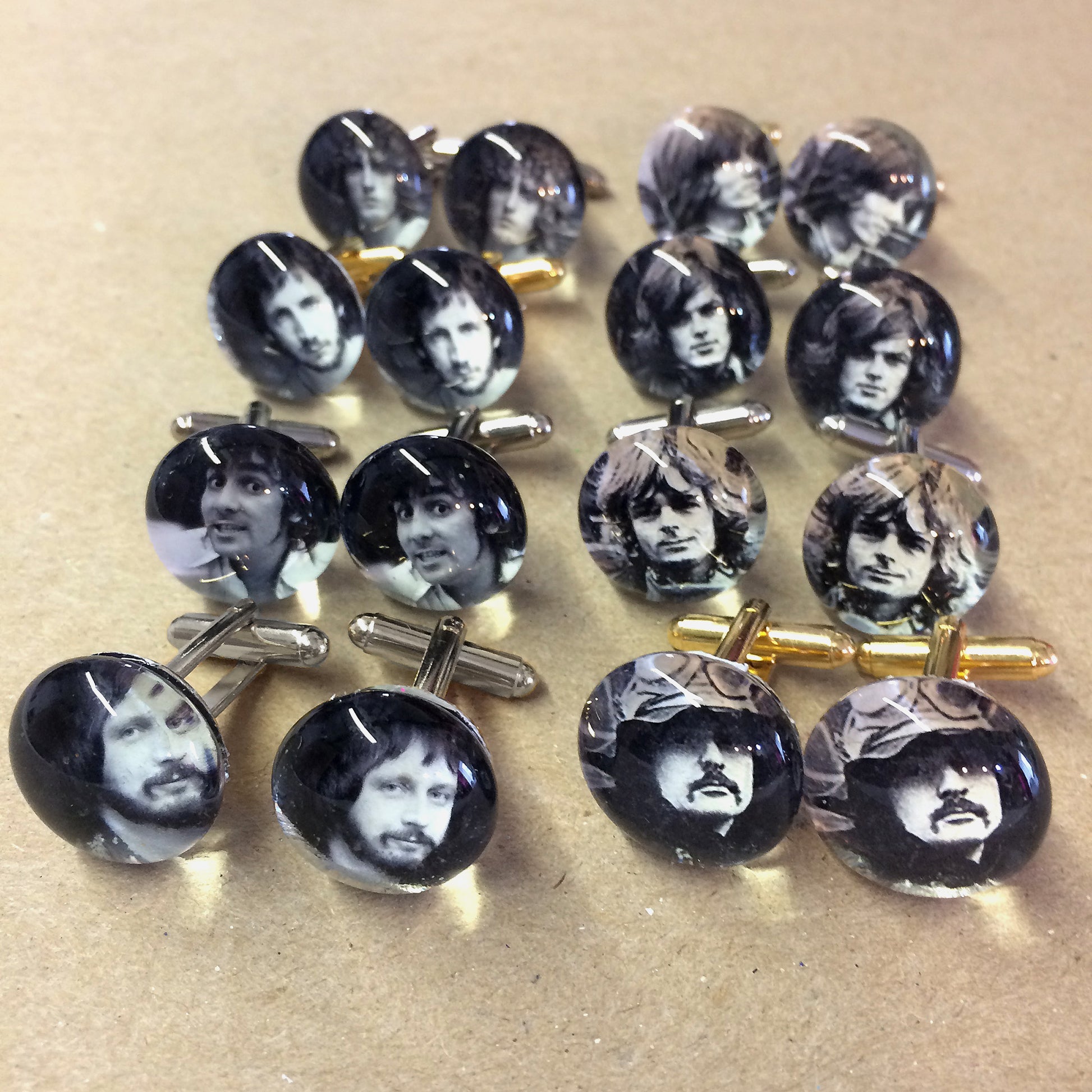 custom cufflinks samples - The Who, Pink Floyd members photos - custom photo cufflinks by BBJ
