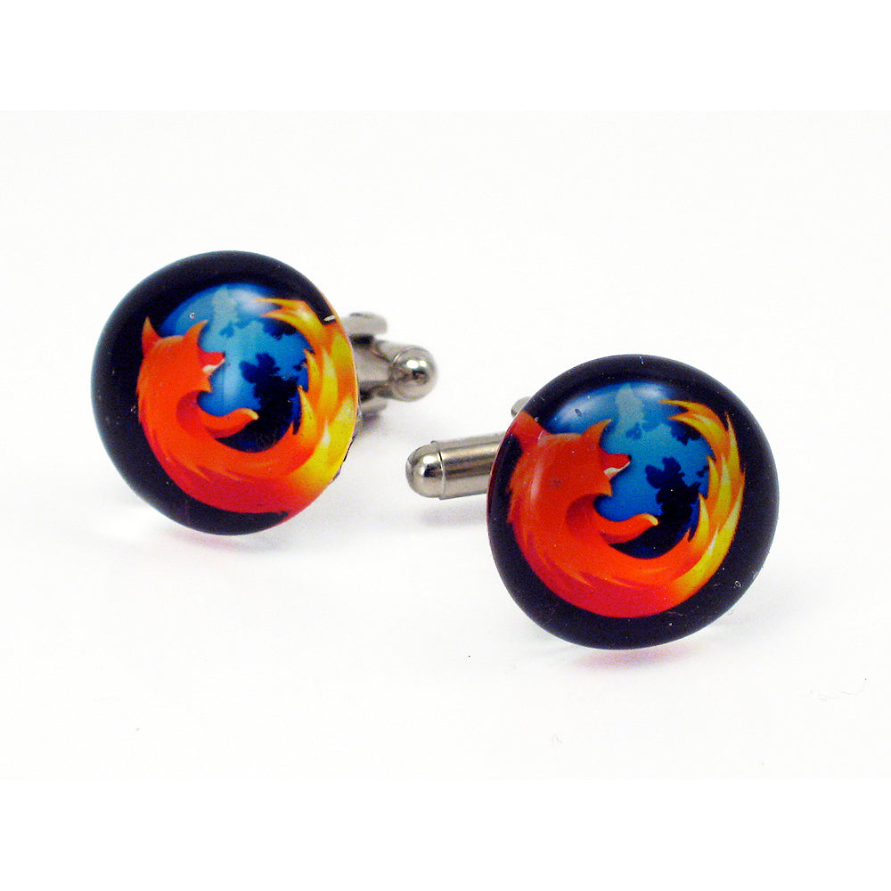 custom cufflinks sample - Firefox logo - custom photo cufflinks by BBJ