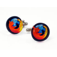 Load image into Gallery viewer, custom cufflinks sample - Firefox logo - custom photo cufflinks by BBJ
