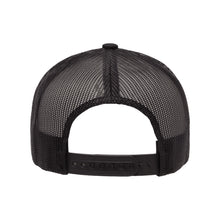 Load image into Gallery viewer, Classic black snapback hat with bold Pandemic Hair Don&#39;t Care text by BBJ / Glitter Garage. Glitter and matte vinyl colour options. Unisex style, breathable mesh back with matching plastic snap closure fits most. Back view.
